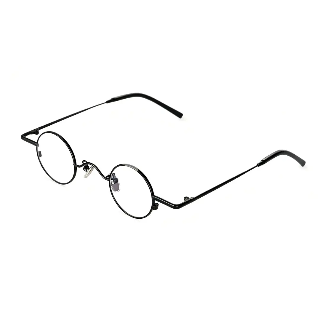 Angle view of Yezy round metal eyeglasses RM0082308 in black