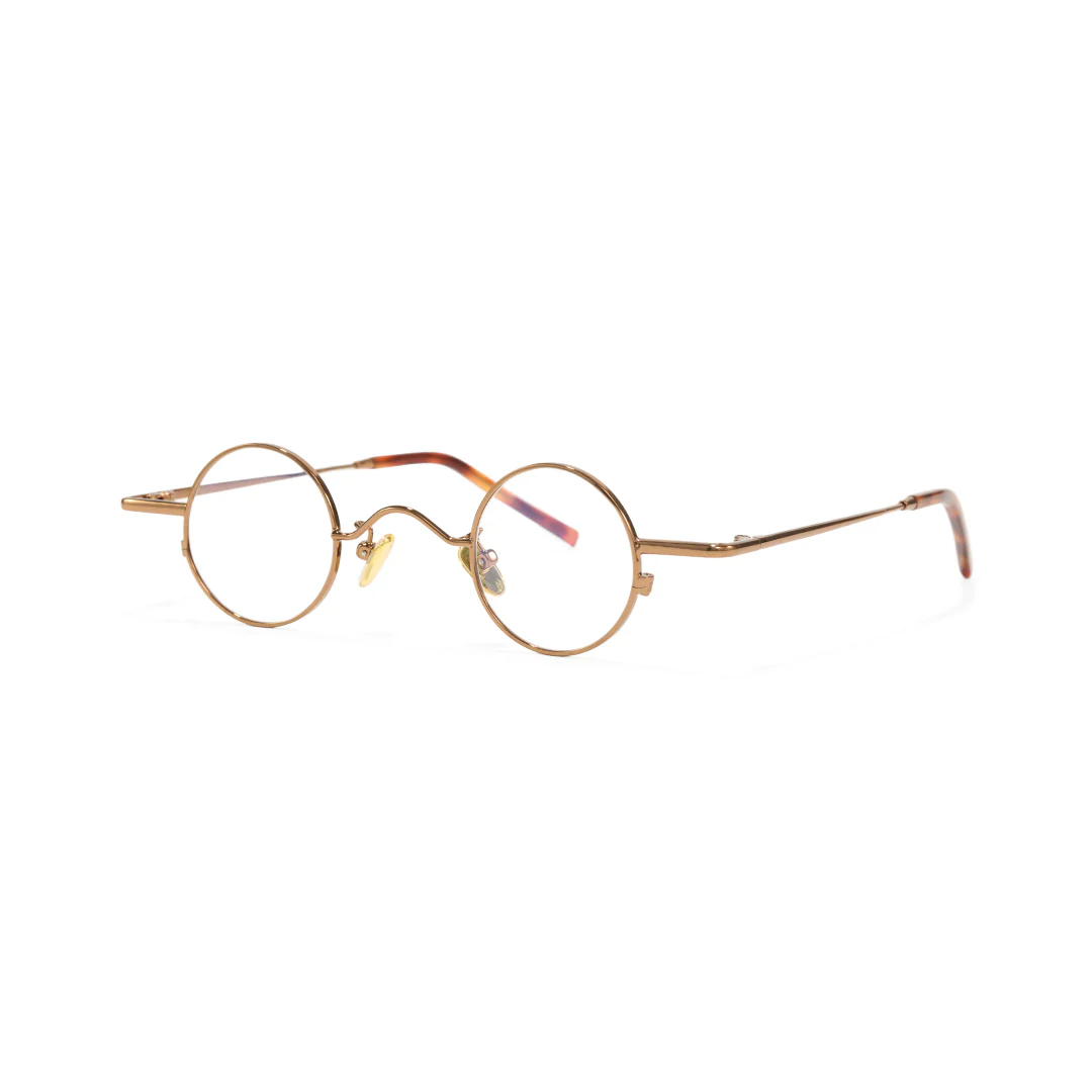 Angle view of Yezy round metal eyeglasses RM0082308 in bronze