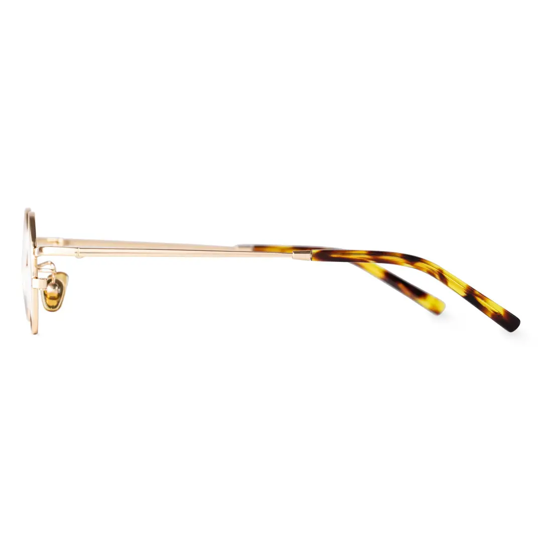 Side view of Yezy round metal eyeglasses RM0082308 in gold