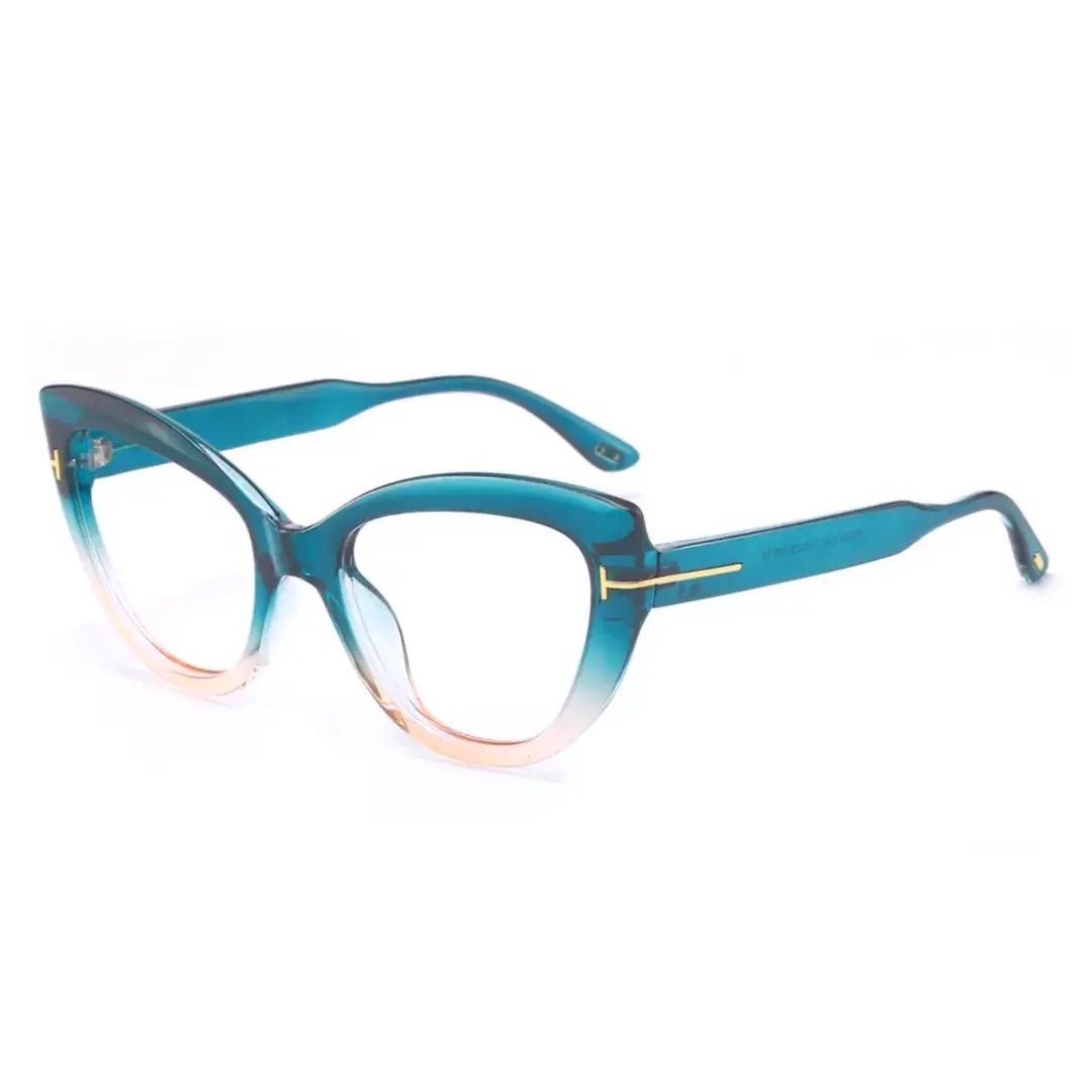 Angle view of Yoyo cat eye pc eyeglasses CP0072304 in blue