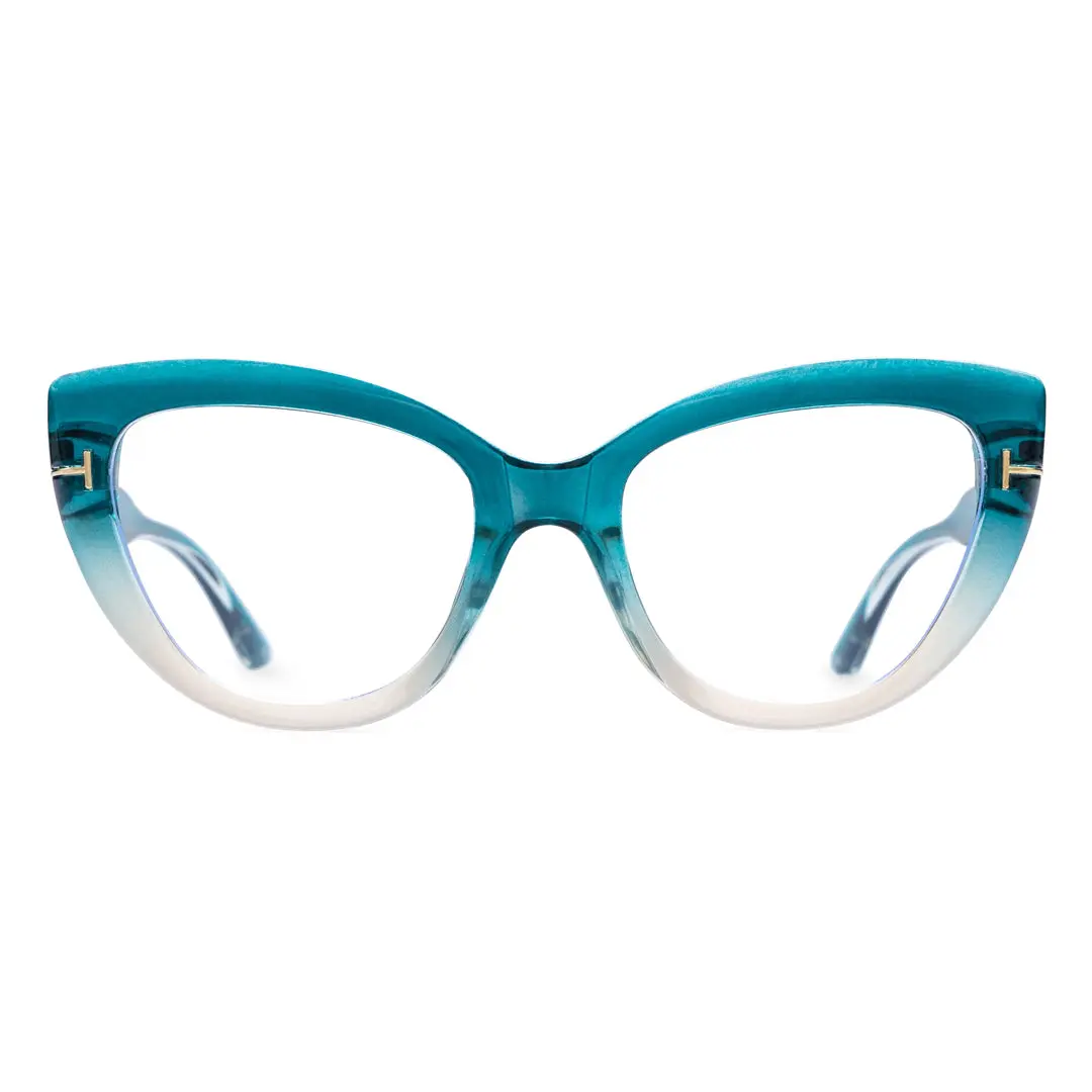 Front view of Yoyo cat eye pc eyeglasses CP0072304 in blue