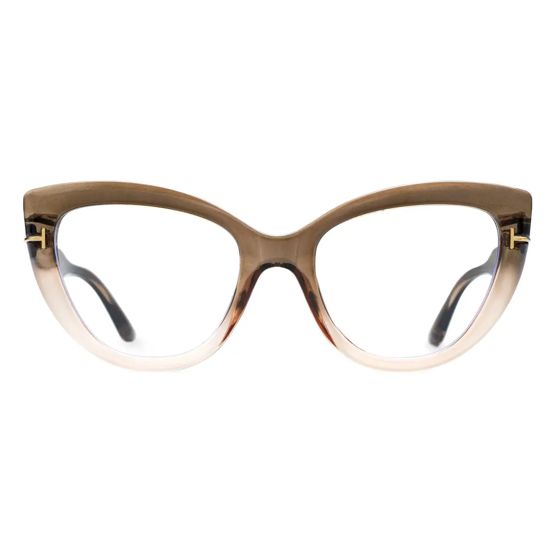 Front view of Yoyo cat eye pc eyeglasses CP0072304 in brown