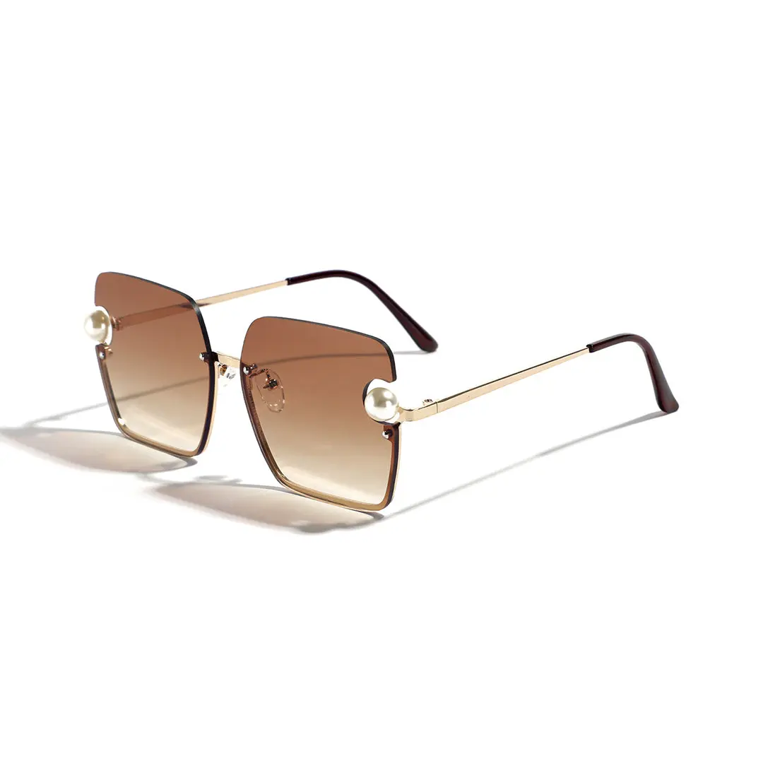Angle view of Zanna square pc sunglasses SP0052505 in beige