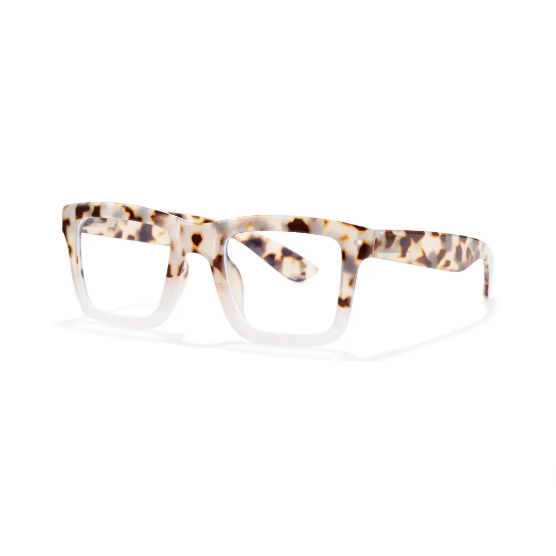 Angle view of Zap rectangle pc eyeglasses EP0432505 in two tone