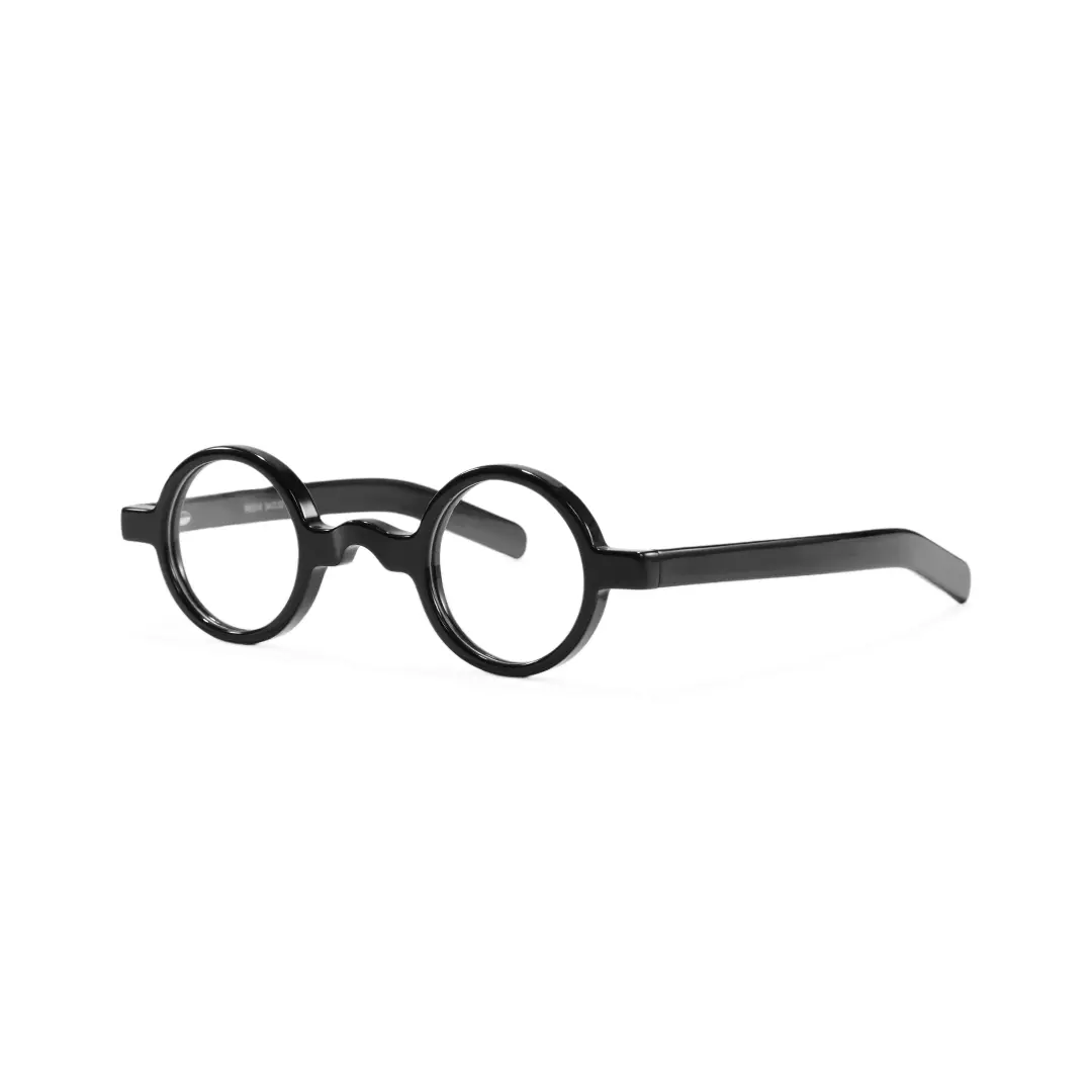 Angle view of Zevi round acetate eyeglasses RA0332507 in black