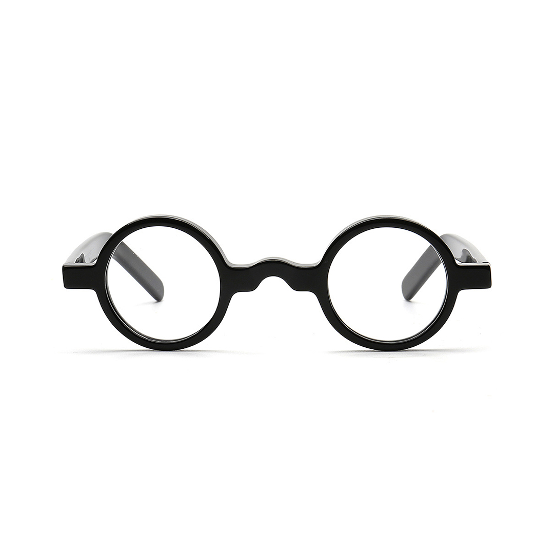 Front view of Zevi round acetate eyeglasses RA0332507 in black