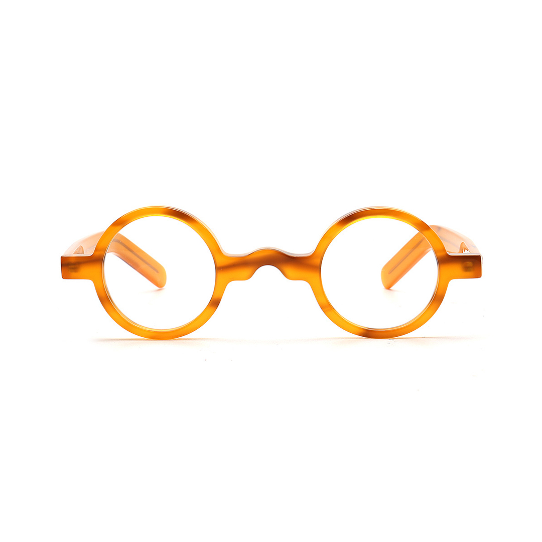 Front view of Zevi round acetate eyeglasses RA0332507 in orange