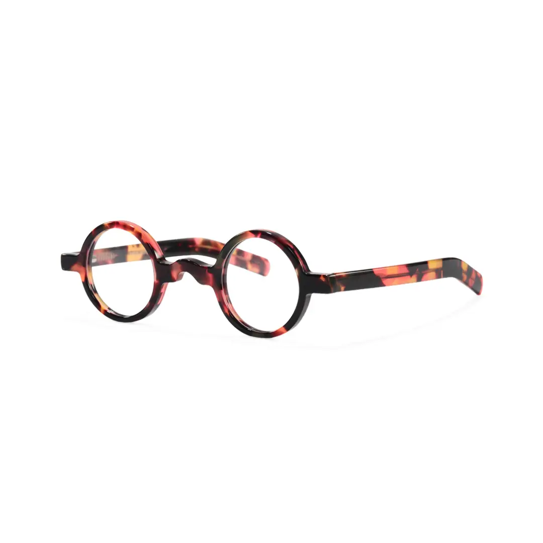 Angle view of Zevi round acetate eyeglasses RA0332507 in tortoise