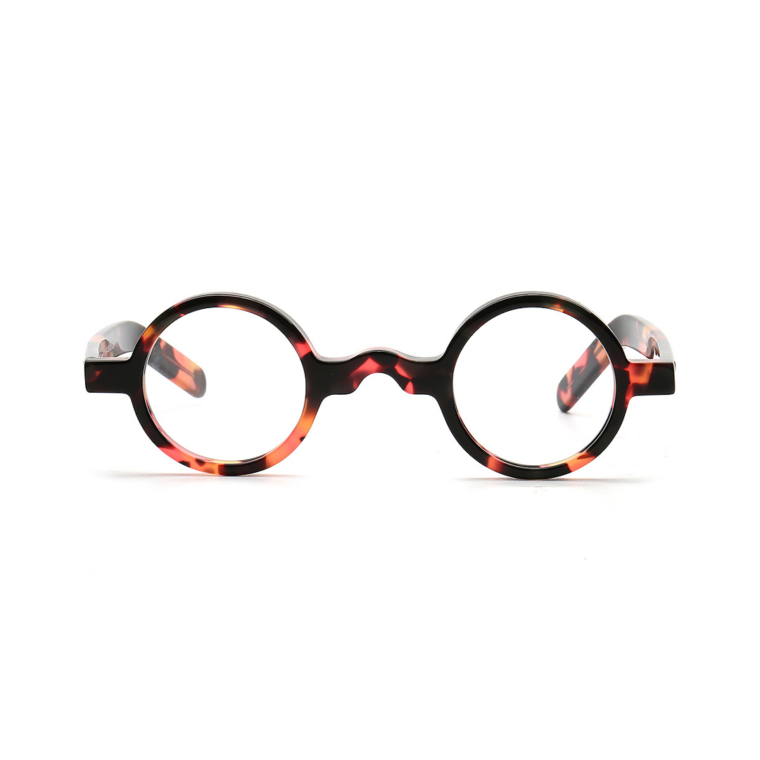 Front view of Zevi round acetate eyeglasses RA0332507 in tortoise