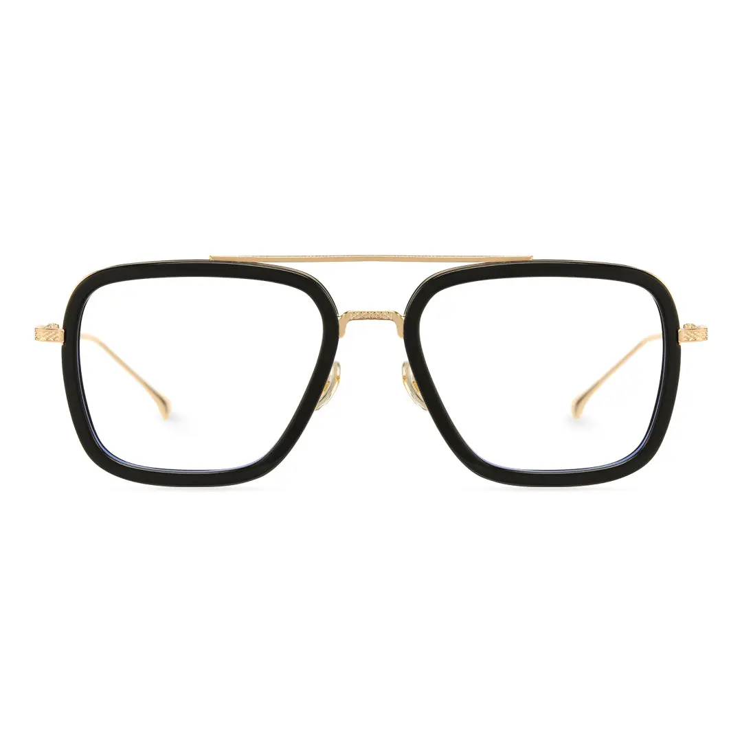 Front view of Zinnia aviator metal eyeglasses AM0222409 in black